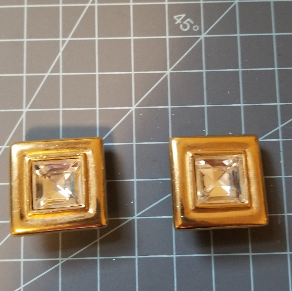 Vintage Givenchy Paris New York clip gold earrings